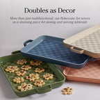 Our Place Bakeware Set | 5-Piece Nonstick, Toxin-Free, Ceramic, Cast Aluminum Set w/Oven Pan, Bakers, & Oven Mat | Space-Saving Nesting Design | Oven-Safe | Bake, Roast, Griddle and more | Blue Salt