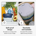 STOJO Collapsible Sandwich Box – 24oz, Reusable Food Storage Container, Silicone Bowl for Hot/Cold Food – Meal Prep, Lunch, Camping, Hiking – Dishwasher Safe (Set of 5, Translucent Cashmere)