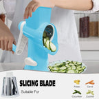 Cheese Grater MultiFunction Rotary Cheese Grater Hand Crank – Cheese Shredder Effortlessly Shred,Slice,Chop.Applicable to Cheese, Vegetables,Fruits,Nuts,Non-Slip Suction Base,Easy to Clean (blue)