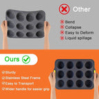Silicone Muffin Pan for Baking with Metal Reinforced Frame，Foldable Cupcake Pan 12 Cups for Baking Homemade Muffins,Nonstick Cupcake Baking Pan Molds for Oven Dishwasher Safe With Brush and scraper