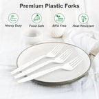 360 Count Extra Heavy Duty White Plastic Forks Disposable, BPA-Free, Heat Resistant, Solid and Durable Disposable Forks Bulk, Premium Plastic Forks heavy duty for Party Supply