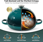 Davivy 5.5QT Enameled Cast Iron Dutch Oven with Lid, Dutch Oven for Sourdough Bread, 10" Round Sourdough Bread Oven, Bread Cloche for Bread Baking, with Silicone Baking Mat - Gradient Teal
