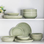 AmorArc Ceramic Dinnerware Sets,Handmade Reactive Glaze Stoneware Plates and Bowls Set,Highly Scratch Resistant | Dishwasher & Microwave Safe Dishes Set,Service for 8 (24pc)