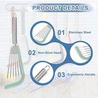 uxcell Stainless Steel Fish Spatulas with Handle Kitchen Cooking Spatula for Egg, Fish, Pancake Green