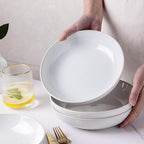 AmorArc 8.5'' Large Ceramic Pasta Bowls, 36oz Stoneware Pasta Serving Bowls Set of 6 for Kitchen, Wide Bowls for Pasta,Salad,Oatmeal, Microwave Safe, Reactive-Color