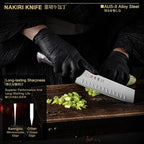7 Inch Nakiri Knife Japanese Cleaver Knife, Japan AUS-8 Alloy Steel Kitchen Chopping Knife with Full-Tang Pakkawood Handle and Premium Gift Box (Classic Series)