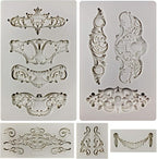 Crown Baroque Style Ornament Silicone Molds 5-count Art Decor Filigree Scrollworks