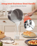 VEVOR 4 QT Saucepan, Stainless Steel Saucepan with Glass Lid, Multipurpose Nonstick Stainless Steel Small Cooking Sauce Pot with Ergonomic Handle, Friendly for Oven, Dishwasher, Induction Cooker