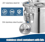 304 Stainless Steel Airtight Canister 5.55Gal /710.4oz/21L Airtight Food Storage Container with Lid and Lock Clips, Large Metal Storage Canister for Coffee Beans, Flour, Tea, Sugar, Cereals