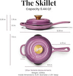 Chef Joe Sasto Small Skillet with Lid, Enameled Cast Iron, Small Frying Pan for Eggs, Omelets & Single Servings, Sweet Treats, Professional Cookware, Induction Compatible, Oven & Dishwasher Safe