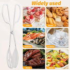 2 Pack Serving Tongs, Buffet Tongs for Kitchen Cooking, 10 Inch Stainless Steel Food Serving Tongs Bread Tongs with Scissor Handles for Salad, Cooking, Catering, Buffet(Silver)