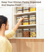 8 Pcs Pop Food Storage Containers Airtight Food Storage Containers Set with Lids Kitchen Pantry Organization and Storage, 3.4Qt, 2.8Qt, 2.1Qt, 1.2Qt