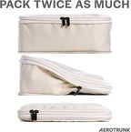 Aerotrunk Compression Packing Cubes for Travel - Luggage Organizer Bags - Double Zipper Packing Cubes for Suitcases (6-Pack, Beige)