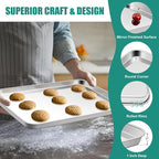 TeamFar Baking Sheet Set of 3, 16/12.5/9.3 Inch Stainless Steel Cookie Sheets Baking Pans, Metal Oven Baking Tray for Cooking Roasting Serving, Non-Toxic & Mirror Finish & Dishwasher Safe