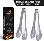 MSY BIGSUNNY 7inch Food Serving Tongs Stainless Steel Buffet Tongs (silver, 2pack)