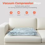 Vacuum Seal Bags for Clothing with Rechargeable Cordless Pump, 18 Pack Vacuum Storage Space Saver Bags, Compression Packing Seasonal Storage for Clothes Bedding Blanket Pillows Comforters