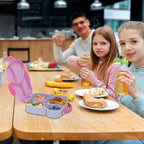 Bento Box for Kids School Lunch Box with Utensils and a Dipping Bowl, Leak-Proof 4 Compartments with Carrying Handle, BPA-Free Bento Box for Girls and Boys in School, Preschool, Daycare (Purple)
