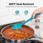 U-Taste Silicone Spoon Spatula Set, 600ºF High Heat Resistant Food Grade Flexible Rubber Scraper, Cooking Mixing Baking Kitchen Utensils Set of 3 (Multicolors)