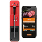 Smart Wireless Meat Thermometer with Ultra-Thin Probe, 6 Sensors Accuracy Digital Food Thermometer 0.5S Instant Read, IP67 Waterproof for BBQ, Grill, Smoker, Oven, Air Fryer,Red