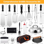 29PCS Blackstone Stainless Steel Spatula Set, Metal Spatula Set for Blackstone, Griddle Scraper/Burger Turner/Metal Grill BBQ Enlarged Spatulas Set with Carry Bag Outdoor BBQ & Teppanyaki & Camping