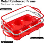 2 Pack Jumbo Muffin Pans with Metal Frame, 6 Cup Large Cupcake Molds with Handles, Silicone Egg Bite Baking Trays, BPA Free & Non-Stick