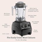 Vitamix Explorian E310 Blender, Professional-Grade Kitchen Blender for Smoothies, Soups, Juices and More, 10-Speed, Stainless Steel Blades, Self-Cleaning Kitchen Appliance, 48 Oz Container, Black