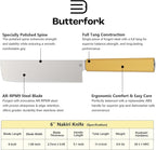 6 Inch Nakiri Knife, AR-RPM9 Steel & Replaceable Handle, Multipurpose Meat Cleaver Vegetable Chef Knife with Oak Sheath, Gift for Home Chefs