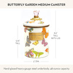 MACKENZIE-CHILDS Butterfly Garden Enamel Canister, Pretty Kitchen Storage Container with Lid, Medium