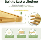 Chopping Board 2-Pcs Natural Bamboo Cutting Board With Juice Channels & Knife-Friendly Finish For Versatile Kitchen Use, Ideal Charcuterie & Chopping Multi-Use