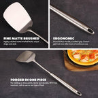 18/10 Stainless Steel Cooking Utensils Set - 16 PCS All Metal Serving Utensils, Kitchen Tools - Whisk, Masher, Fork, Tongs, Solid/Slotted Spoon, Spatula, Turner, Ladle, Skimmer, Pasta, Large Spoon Set