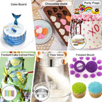Gawren-H&E Cake Decorating Supplies Kit, 678 PCS Cake Decorating Kit & Cake Baking Suppplies set with Cake Carrier,3 Springform Pans Set,Piping Bags and Tips Set,Chocolate Molds,Cake Stand for Baking