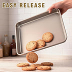 Toaster Oven Pans Set of 2, Shinsin 11-Inch Nonstick Baking Sheet Pans and Trays, 1/8 Thicker Replacement Small Baking Tray Accessories for Cookie, Non Toxic and Easy Clean and Diswasher Safe, Gold