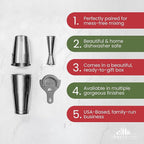A Bar Above 4-Piece Cocktail Shaker Set, for Professional and Home Bar, Premium Bar Kit Gifts, Includes Strainer, Japanese Jigger, and Boston Shaker Set