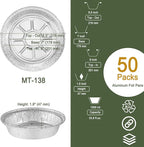 7" Aluminum Foil Pans without Lids 50 Pack of 22.3 oz,Heavy Duty Disposable Containers for Roasting,Storing,Baking,Cooking,Recyclable