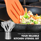 Chef Craft - Premium Silicone Kitchen Tools and Utensils Set, Non-Scratch, Withstands Temperatures up to 450°F, BPA-Free, 9 Piece Cooking Utensils Set, Gray