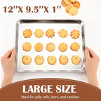 meekoo 24 Pcs Baking Sheet Pan Cookie Sheet Set for Oven Stainless Steel Trays Nonstick Small Serving Tray Cake Toaster Metal Food Trays, Oven and Dishwasher Safe(12 x 9.5 x 1 Inch)