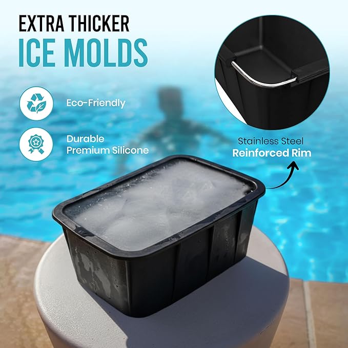 Extra Large Ice Block Mold – 8 lbs Silicone Ice Brick Maker for Ice Bath & Cold Plunge – Giant Cube for Recovery, Muscle Relief & Coolers, Dishwasher Safe (Single Mold)