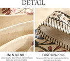 ISAENNE Designer Linen Light Beige Small Rectangle Tablecloth,French Colorful Floral Table Cloth,Stain Resistant Decor Tablecloths for Dining Thanksgiving Christmas Kitchen,55"*71"-Helena E