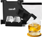 2.4" Patterned Clear Ice Cube Maker – Premium Textured Square Ice Mold with Hard Shell Case & Bonus Freezer Bag – Crystal Clear Ice with Lattice Detail for Whiskey & Cocktails