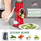 Cheese Grater with Handle, Multifunctional Manual Rotary Cheese Grater - Cheese Shredder Easily Chop Carrots, Potatoes, Vegetables and Fruits and Easy to Clean(red)