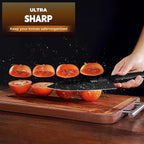 OOU Kitchen Knife Block Set - 15 Pieces High Carbon Stainless Steel Knife Block Set with Built-in Sharpening Blocks, Black