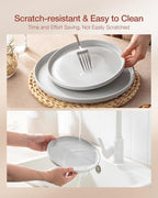 Famiware Milkyway Dinnerware Sets, 24 Piece Dish Set, Plates and Bowls Sets for 8, Light Gray