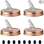 Mason Jar Pour Spouts. free flow Mason Jar Pour Spouts, mason jar for spout regular mouth size 70mm dispenser germination cover. Suitable for any liquid. Leak-Proof 4-Pack + 8 Lid Caps (rose gold)
