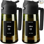 2PCS Olive Oil Dispenser and Oil Sprayer – 16oz/470ml Glass Light-Proof Oil Pourer for Kitchen, Air Fryer, Cooking, Salad, and BBQ