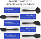 GIR: Get It Right 5-Piece Silicone Ultimate Kitchen Utensils Set - Ladle, Spatula, Flip, Spoon & Spoonula - Non-Toxic Cooking Utensils for Nonstick Cookware, Cooking and Baking - Black