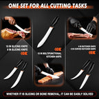 TIVOLI 6 PCS Professional Butcher Knife Set, Game Processing Knife Set, Non-Slip Softgrip, German Stainless Steel, Skinning Boning Trimming Poultry Knife Set For Meat Cutting, Incl 7" Sharpener Rod