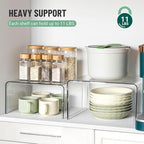 Clear Cabinet Organizer, Shelf Organizer Set of 2 for Kitchen Pantry Organizers and Storage, Display Cabinet Shelf Room Decor Countertop Desk Shelves, Patented Spice Organization for Cabinet