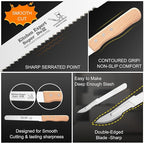 2-Pack Bread Knife & Bread Lame Set: 10" Premium Stainless Steel Serrated Knives Blade with Wood Handle for Homemade Bread, Sourdough Tomato, Bagel + Dough Scoring Tool for Razor Sharp Carving