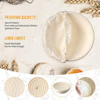 Proofing Basket - 9 inch Banneton Bread Proofing Baskets Set of 2 Banneton Basket Sourdough Proofing Bowls with Liners for Professional & Home Artisan Sourdough Bread Baking Supplies