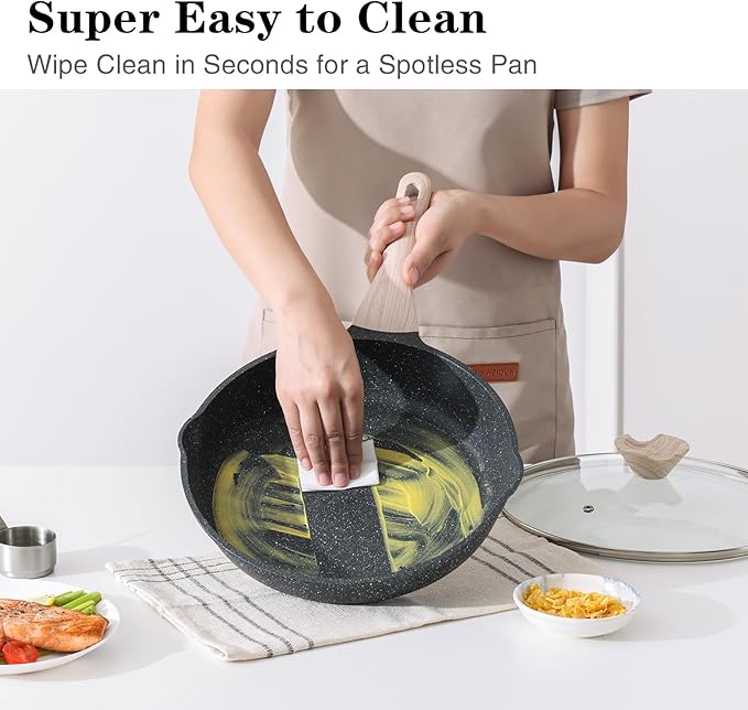 Kordisen Nonstick Frying Pan Skillet, 9.5 Inch Granite Egg Omelet Pan, Healthy and Non Toxic, Induction Compatible, PFOA Free